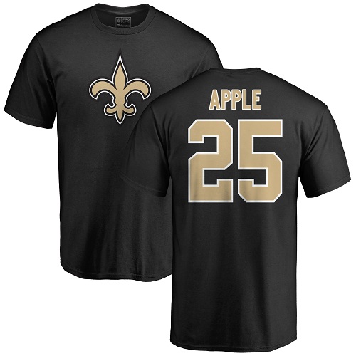 Men New Orleans Saints Black Eli Apple Name and Number Logo NFL Football #25 T Shirt->new orleans saints->NFL Jersey